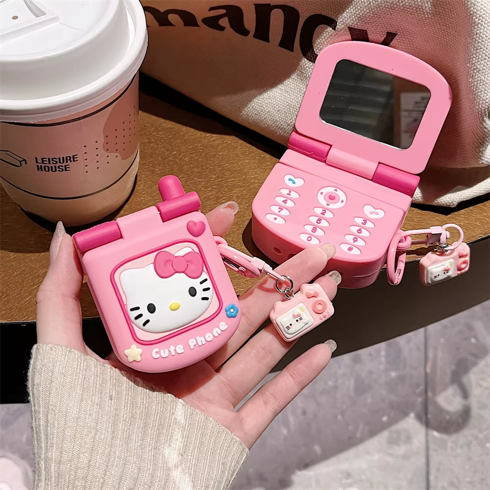 3D Bow Hello Kitty Earphone Cover for Apple Airpods 1 2 3 Generation Airpods Pro Pro2 Wireless Bluetooth Headphone Case Leather