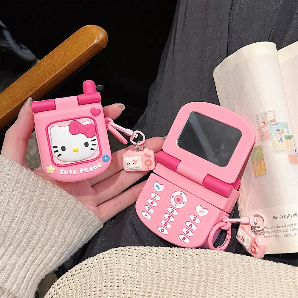 3D Bow Hello Kitty Earphone Cover for Apple Airpods 1 2 3 Generation Airpods Pro Pro2 Wireless Bluetooth Headphone Case Leather